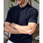 Men's Knit Collared Shirt Short Sleeve