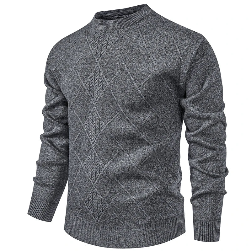 Men's Patterned Knit Sweater Crewneck Pullover Heritage Preppy Staple