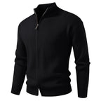 Men's Quarter Zip Knit Jumper with Ribbed Hem