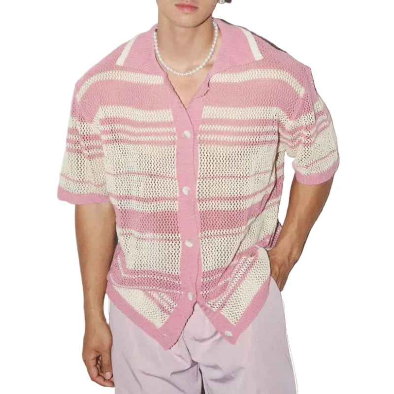 Button Up V Neck Shirt Men