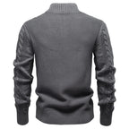 Men's Cable Knit Stand Collar Zip Jumper