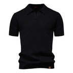 Men's Short Sleeve Collared Polo Shirt with Textured Pattern