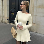 Crew Neck Long Sleeve Mini Skater Dress