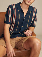 Men’s Contrast Stripe Button Knit Shirt