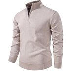 Men's Knitted Quarter Zip Jumper – High Neck Long Sleeve Pullover