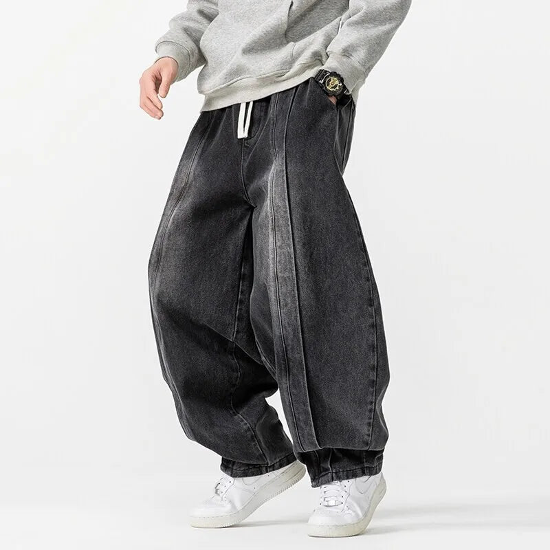 Men's Baggy Drawstring Wide Leg Jeans