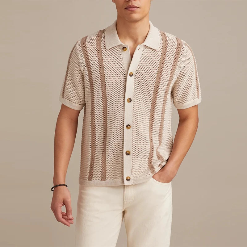 Textured Vertical Stripe Shirt Men