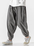 Men's Harem corduroy Jogger Pants With Elastic Waist