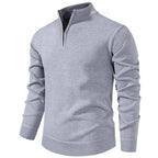 Men's Neck Zip Jumper with Stand Collar Ribbed Cuffs