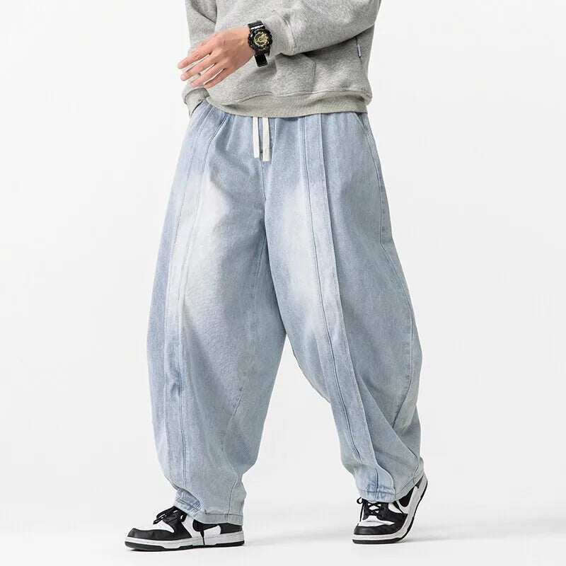 Men's Baggy Drawstring Wide Leg Jeans
