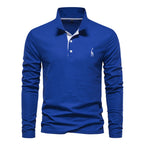 Men's Classic Collared Long Sleeve Polo Shirt with Embroidered Detail