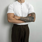 Men's Round Neck Henley Shirt