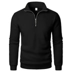 Men's Zip Neck Jumper with Ribbed Cuffs