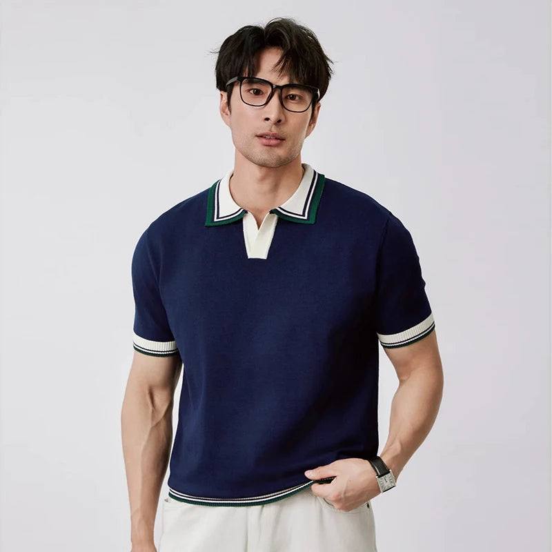 Men's Ribbed Trim Short Sleeve Polo