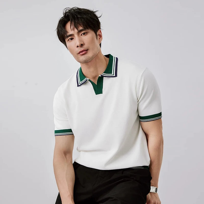 Men's Ribbed Trim Short Sleeve Polo