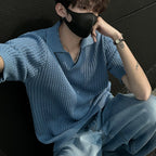 Men's Textured Open Collar Polo