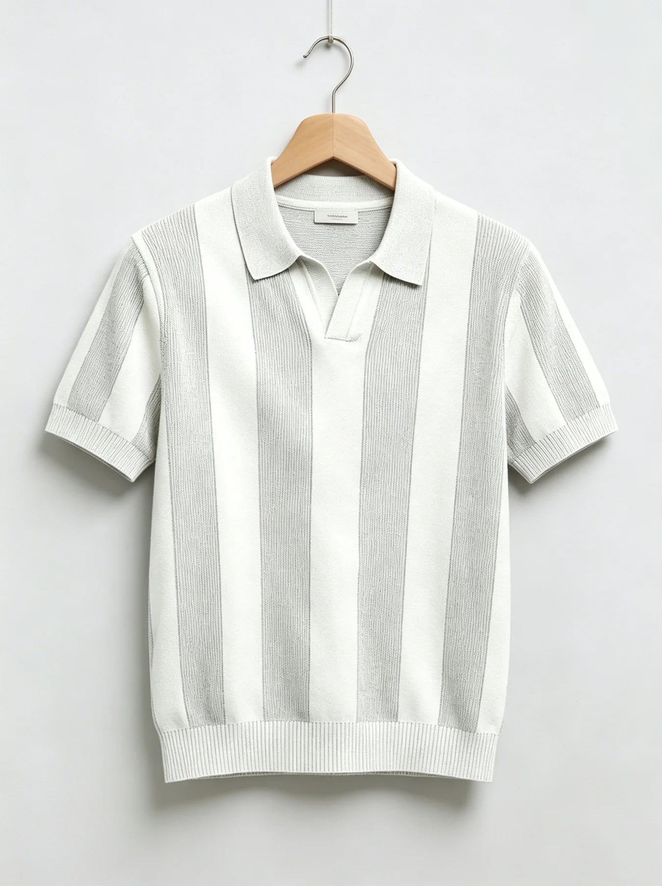 Open Neck Striped Polo For Men