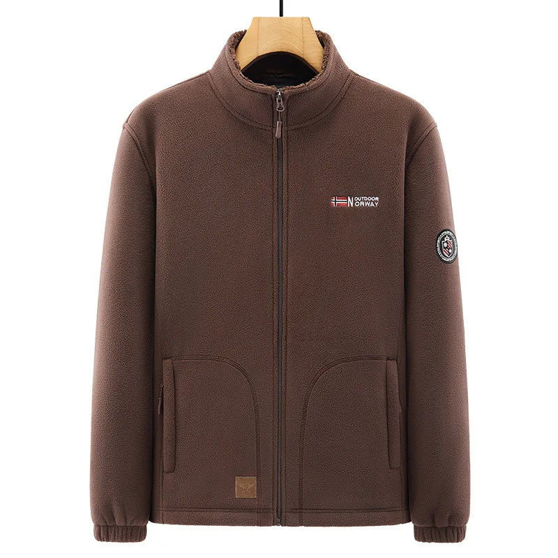 Men's Plush-Lined Jacket – Full Zip Stand Collar, Long Sleeves and Zipped Side Pockets Main image