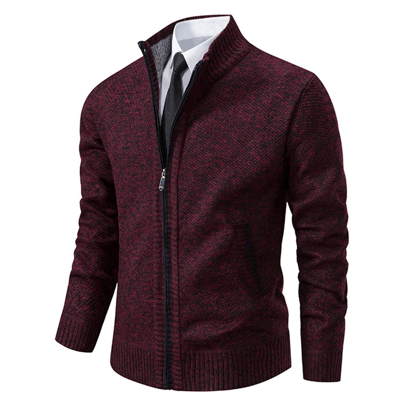 Men's Zip Up Sweater Stand Collar Full Front Jacket