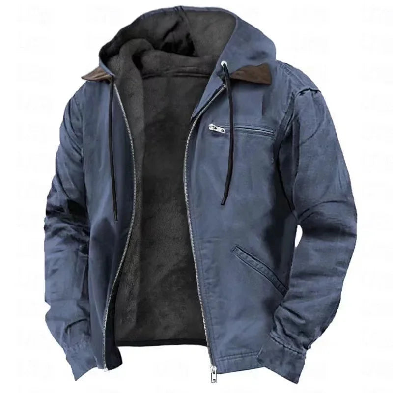 Men's Hooded Jacket – Full Zip Front, Long Sleeves and Two Front Pockets