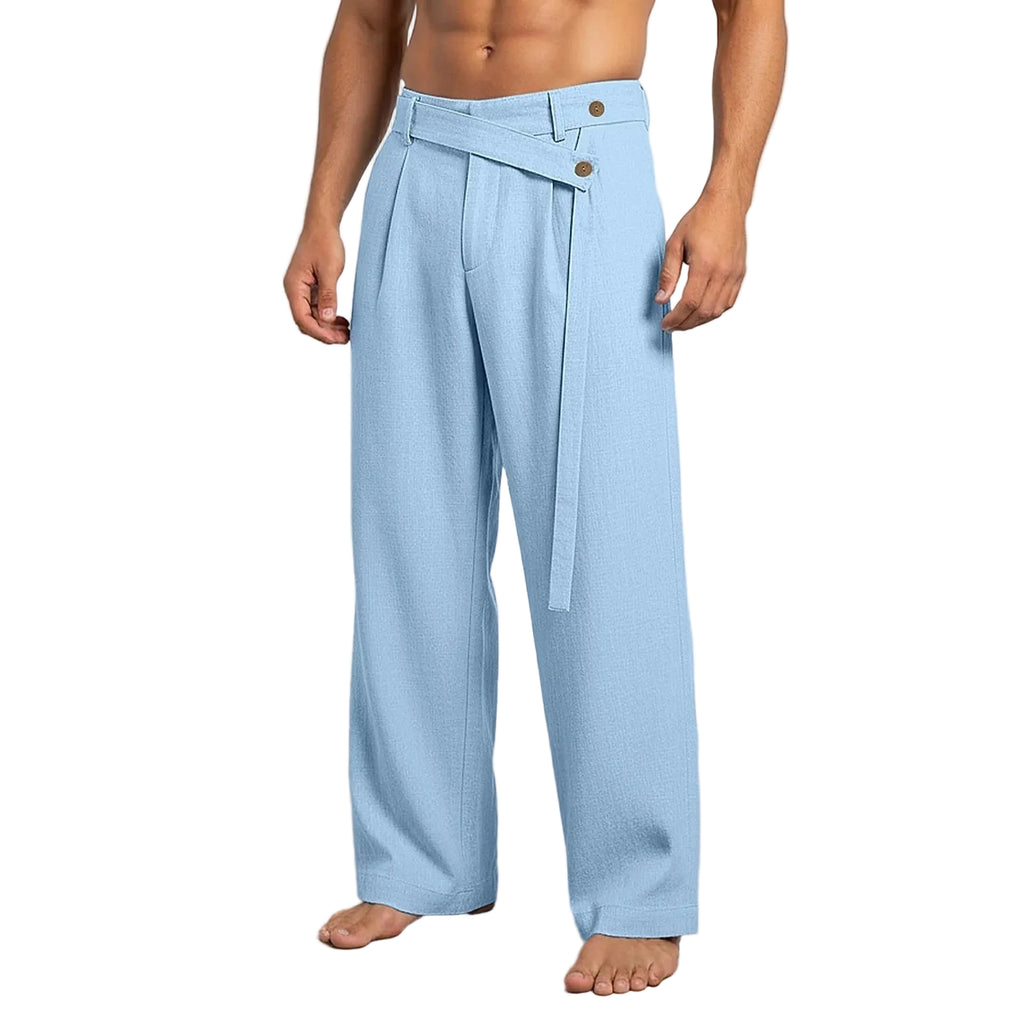 Belted Wrap Waist Wide Leg Trousers
