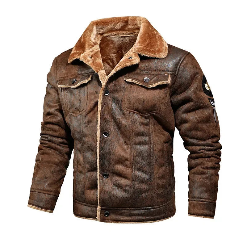 Men's Long Sleeve Jacket – Button Front Turn-Down Collar with Chest and Side Pockets