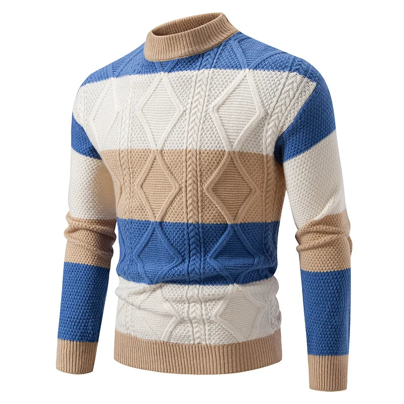 Men's Multi Stripe Turtleneck Knit Jumper