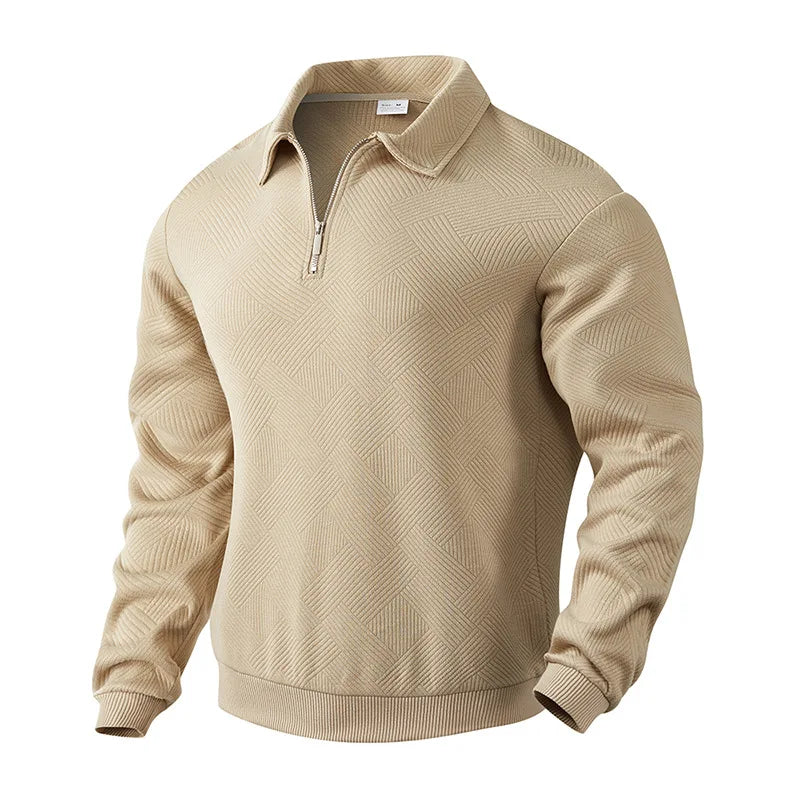 Men's Quarter Zip Polo Collar Knit Jumper