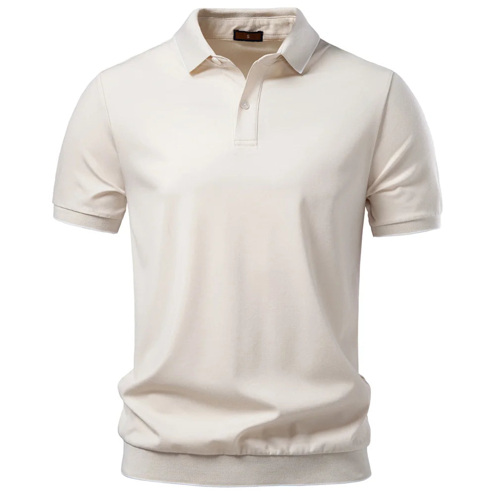 Men's Classic Short Sleeve Polo Shirt with Button Placket and Collar