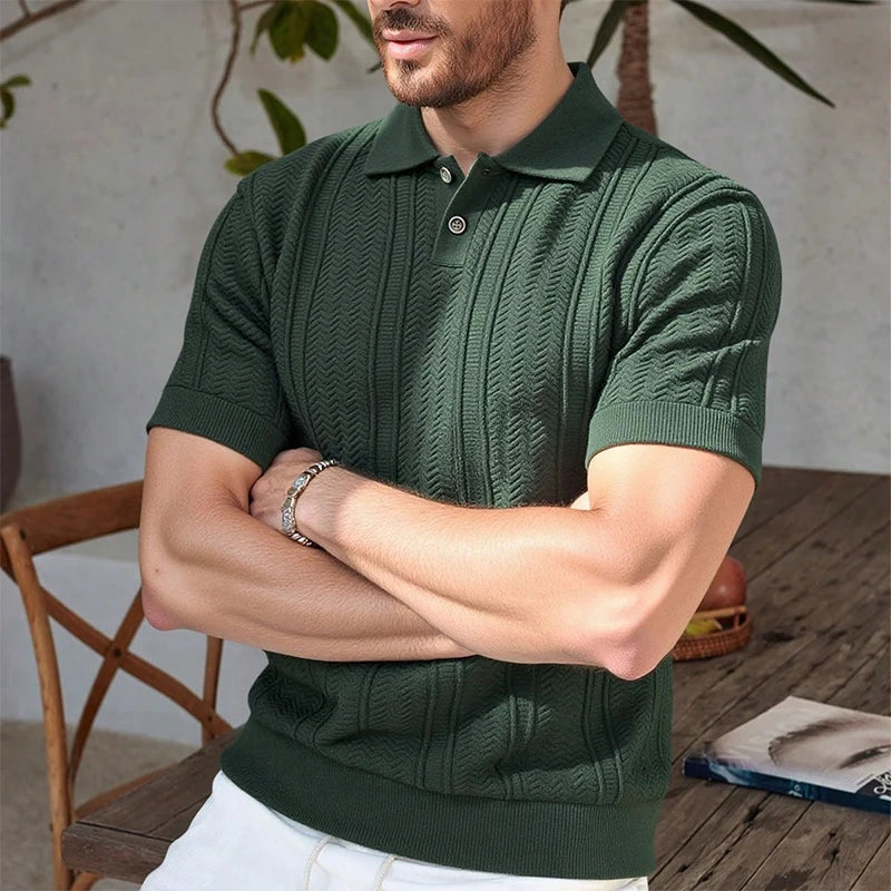 Men's Knit Collared Shirt Short Sleeve