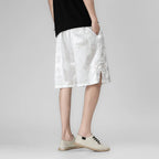 Men's Drawstring Dragon Print Bermuda Shorts