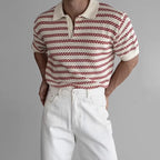Horizontal Stripe Knit Polo For Men