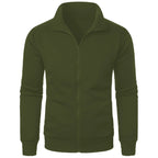 Men's Full Zip Jumper – Long Sleeve Stand Collar Sweater with Ribbed Cuffs