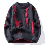 Men's Distressed Knit Jumper with Textured Panel Detail