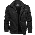 Men's Utility Field Jacket – Long Sleeve Coat with High Collar and Multiple Pockets