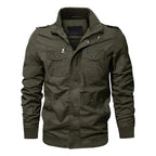 Men's Military Style Field Jacket – Long Sleeve Utility Coat with Multiple Pockets
