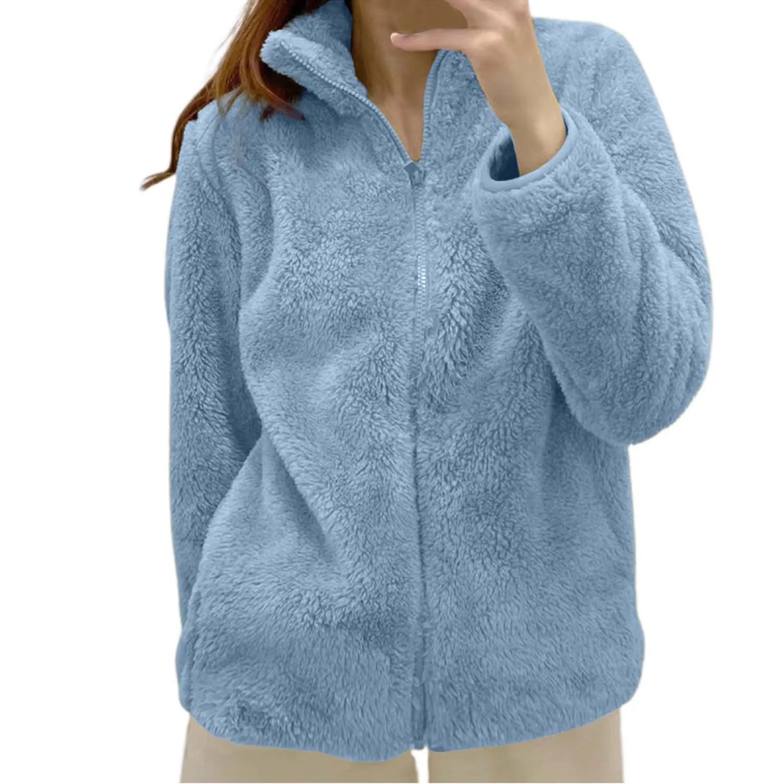 Women's Fleece Quarter Zip Pullover – Long Sleeve High Neck Sweatshirt