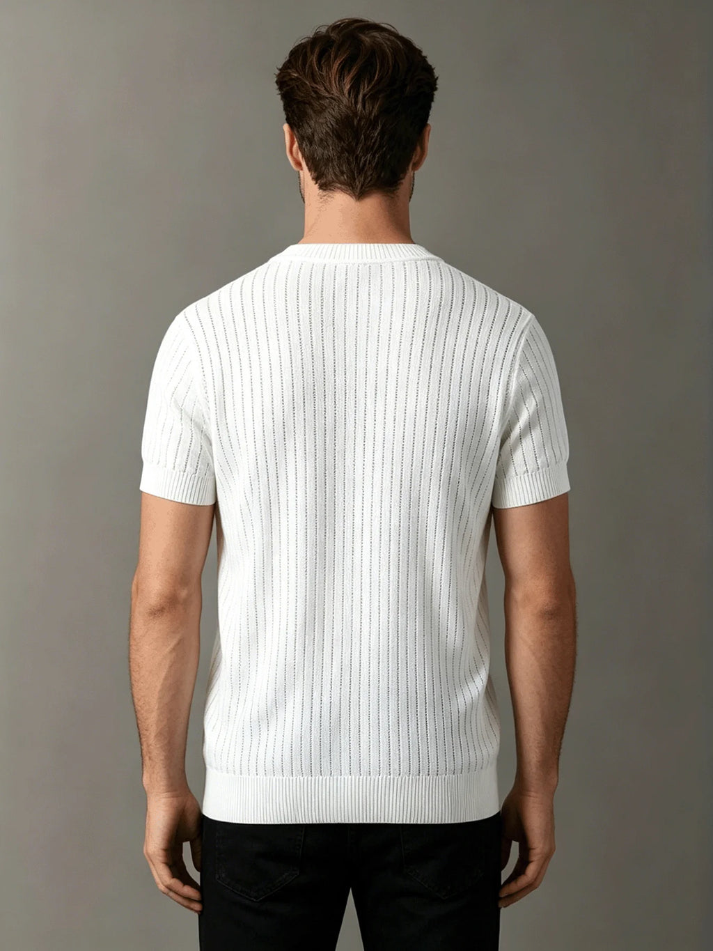 Men's Stripe Detail V Neck Tee