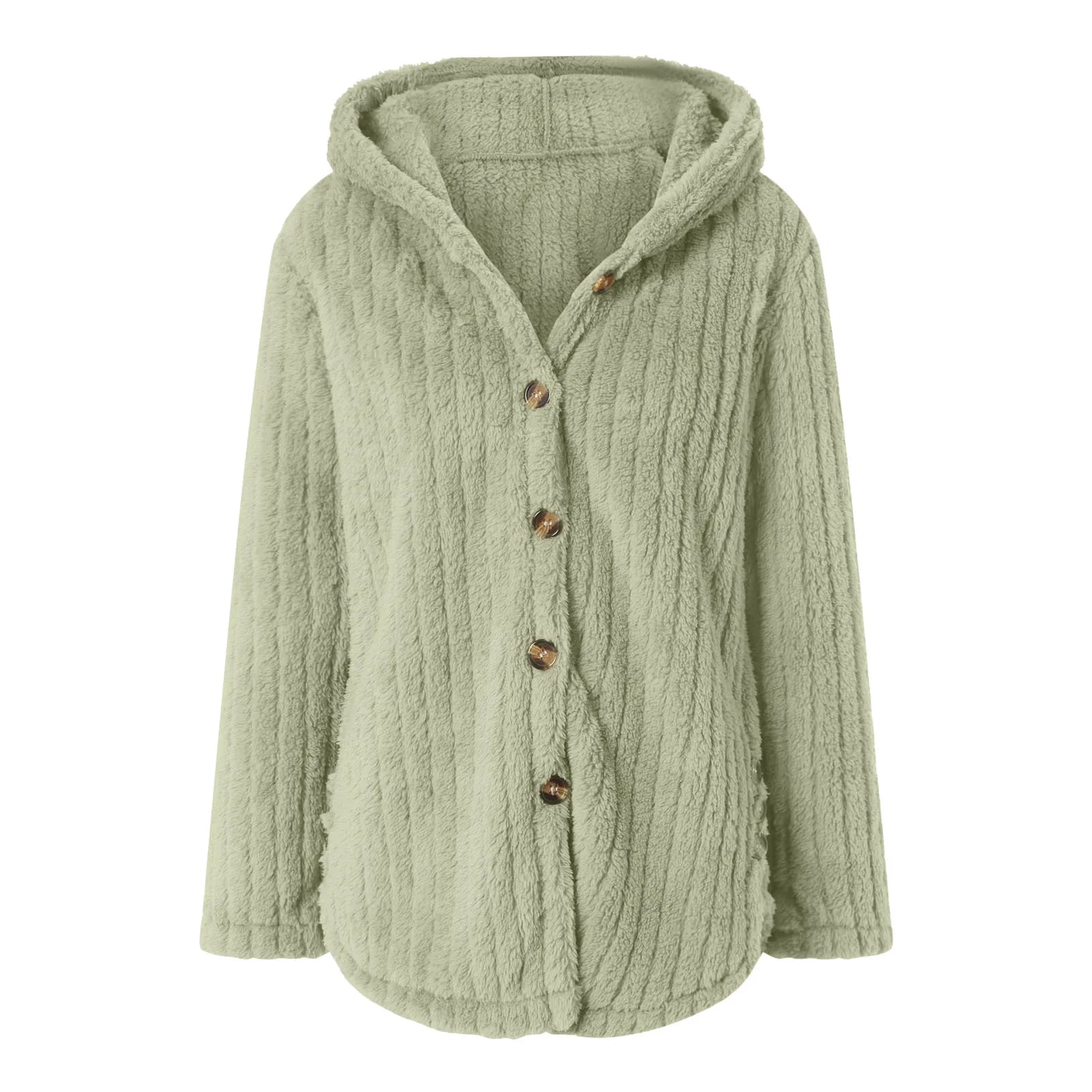 Women's Knitted Hooded Cardigan – Long Sleeve Button Front Jumper with Pockets