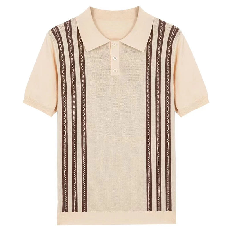 Contrast Stripe Polo Shirt Men