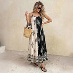 Women's Contrast Print Tank Maxi Dress