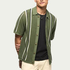 Stripe Knit Button Polo Shirt Men