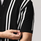 Contrast Stripe Button Up Knit Top