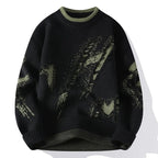 Men's Camouflage Knit Jumper with Crew Neck Pattern