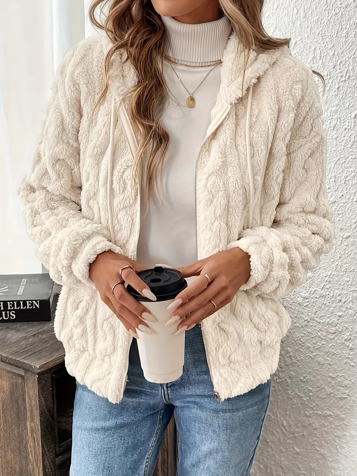 Women's Fleece Hooded Jacket – Full Zip Long Sleeve Warm Winter Coat Main image