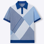 Geometric Pattern Short Sleeve Polo Shirt