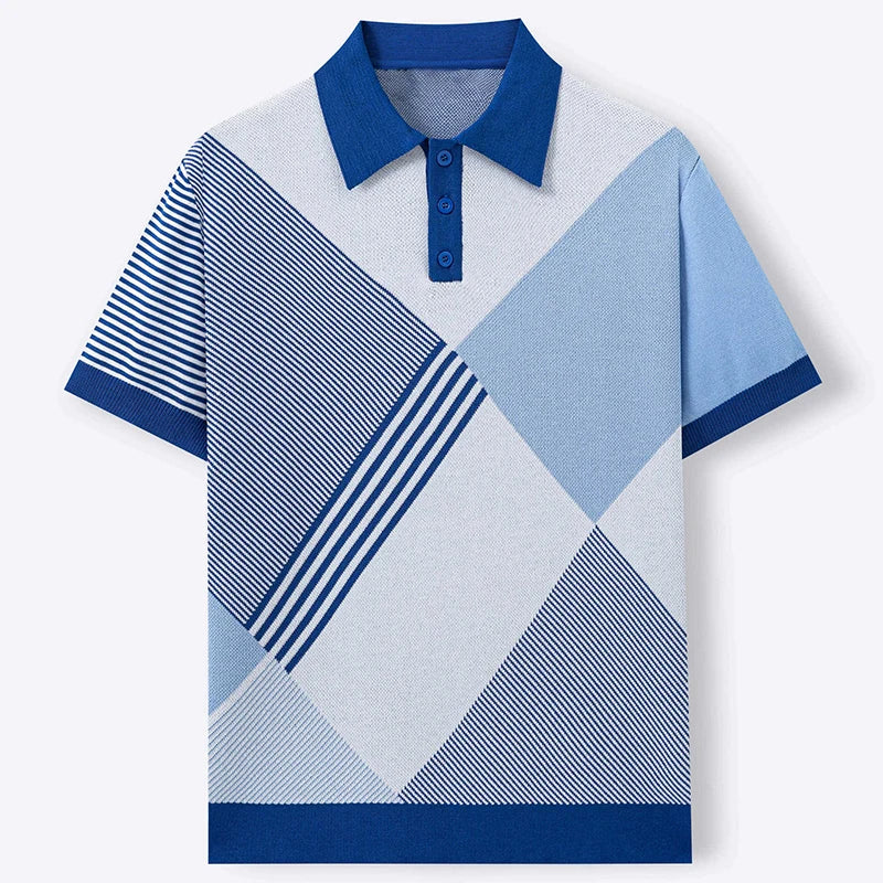 Geometric Pattern Short Sleeve Polo Shirt