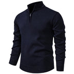Men's Neck Zip Jumper with Stand Collar Ribbed Cuffs