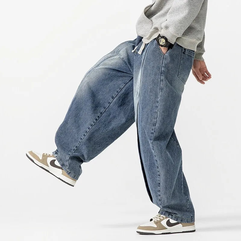 Men's Baggy Drawstring Wide Leg Jeans