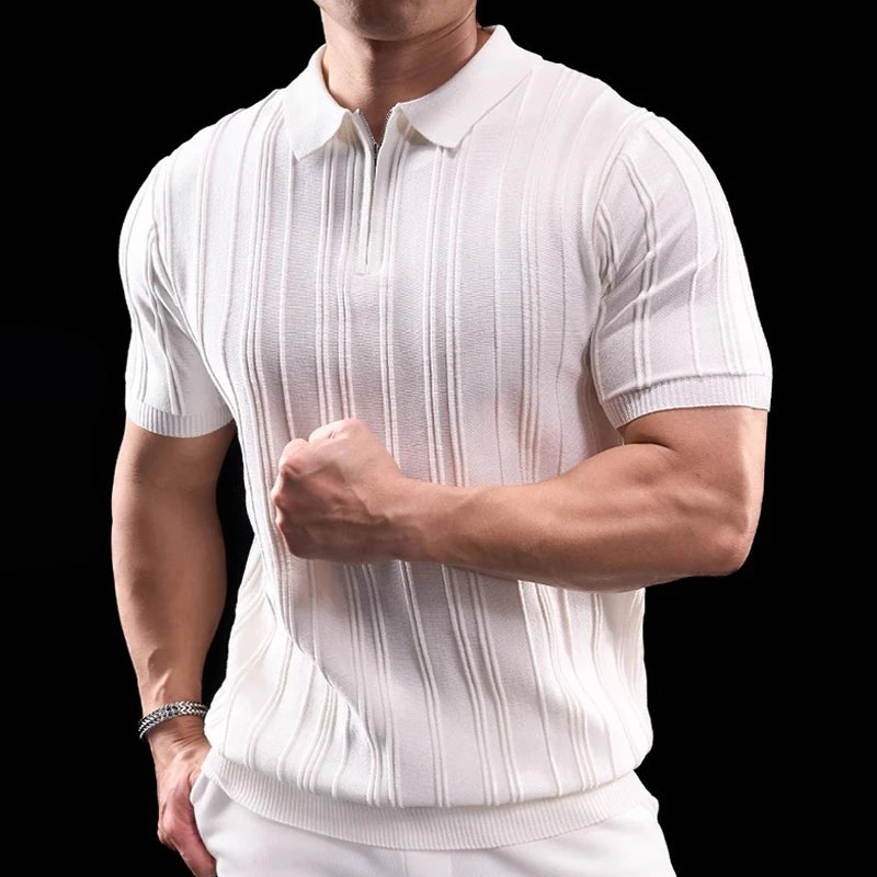 Zip Neck Short Sleeve Polo Shirt